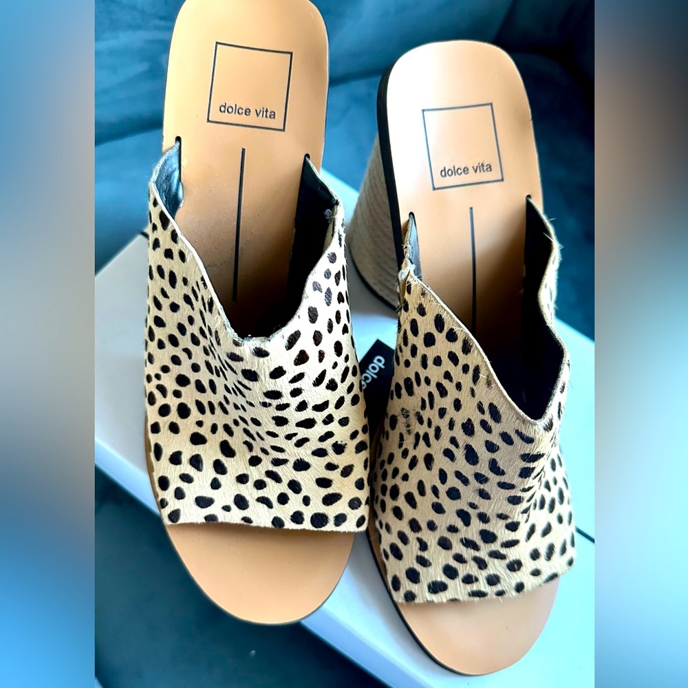 Dolce Vita Leopard Calf Hair Mules/Heels